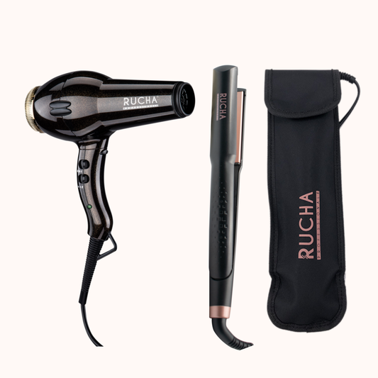 Set Rucha Pro – Secador Huracán + Plancha Keratin 1” + Regalo
